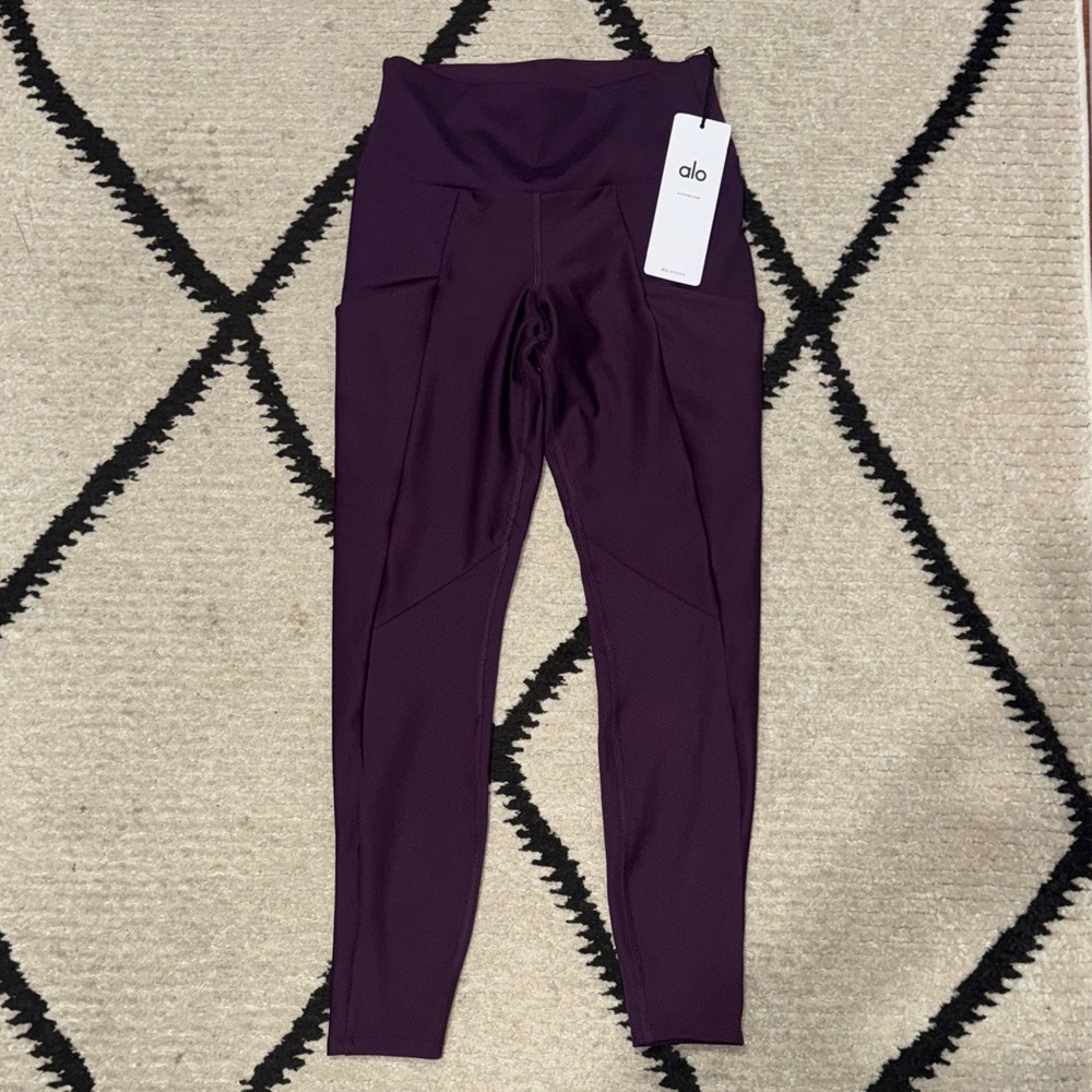ALO Yoga airlift ribbed high waist Purple (Plum) Leggings small NWT